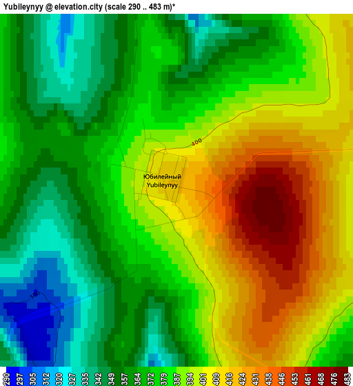 Yubileynyy elevation map