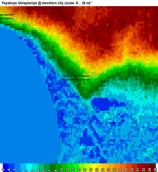 Yeyskoye Ukrepleniye elevation map