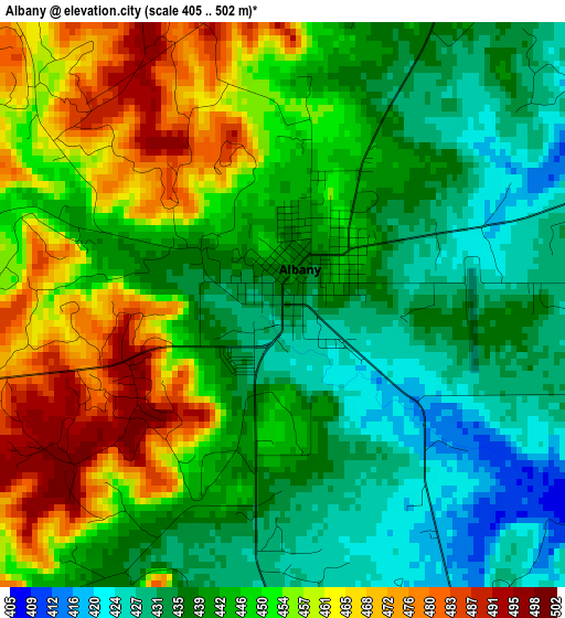 Albany elevation map