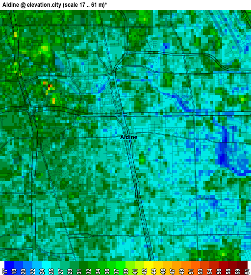 Aldine elevation map