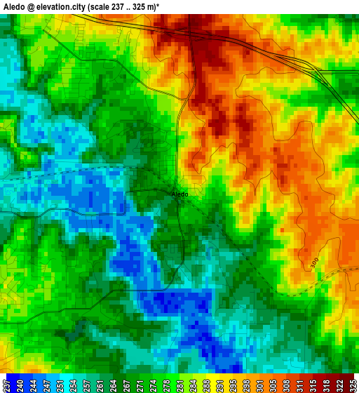 Aledo elevation map