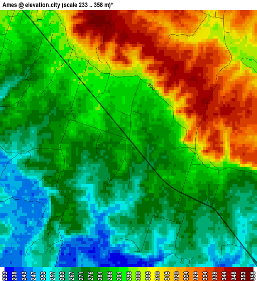 Ames elevation map