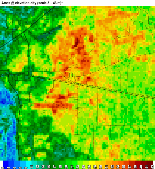 Ames elevation map