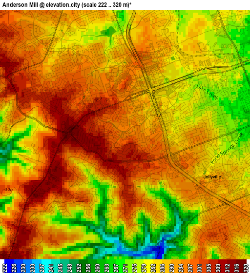 Anderson Mill elevation map