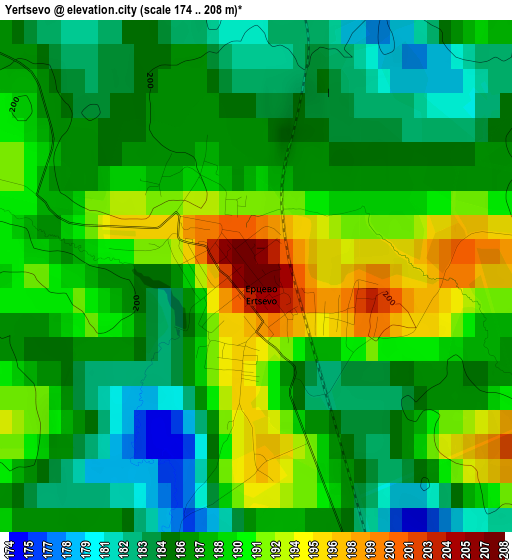 Yertsevo elevation map