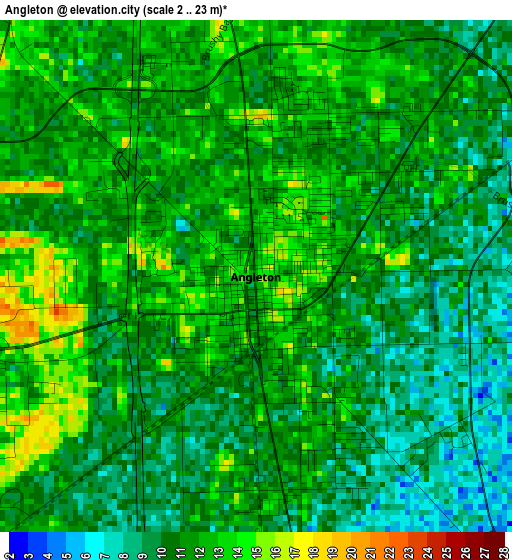 Angleton elevation map