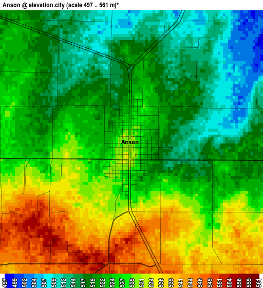 Anson elevation map