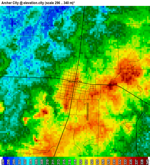 Archer City elevation map