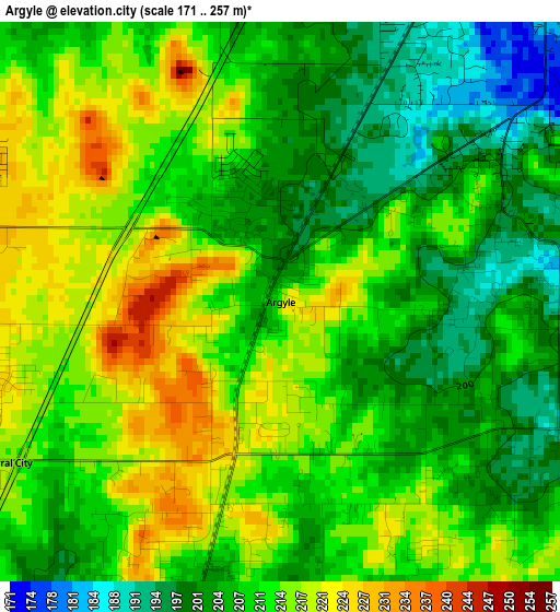 Argyle elevation map