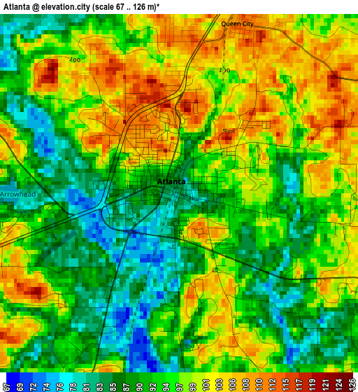 Atlanta elevation map