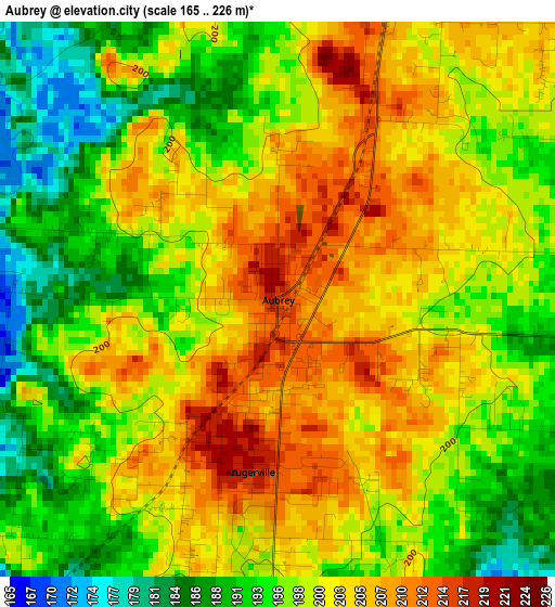 Aubrey elevation map