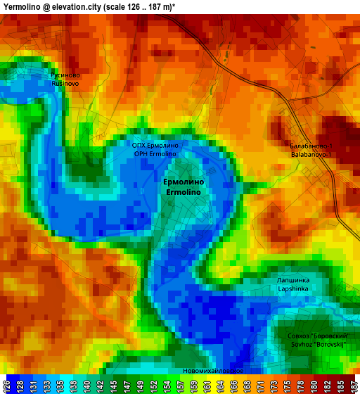 Yermolino elevation map