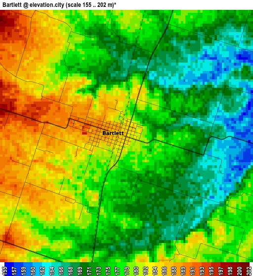 Bartlett elevation map