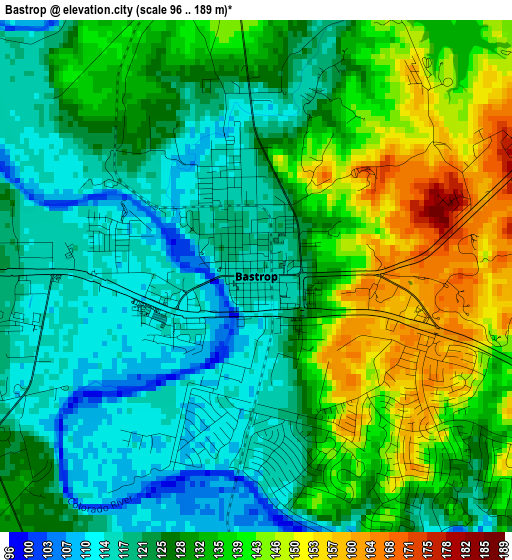 Bastrop elevation map