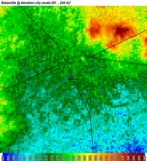 Batesville elevation map