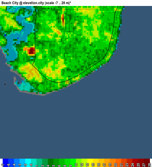 Beach City elevation map