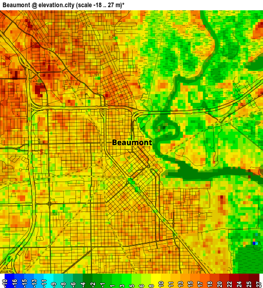 Beaumont elevation map