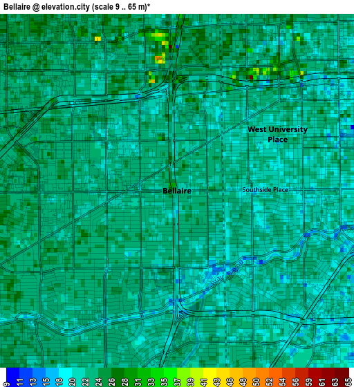Bellaire elevation map