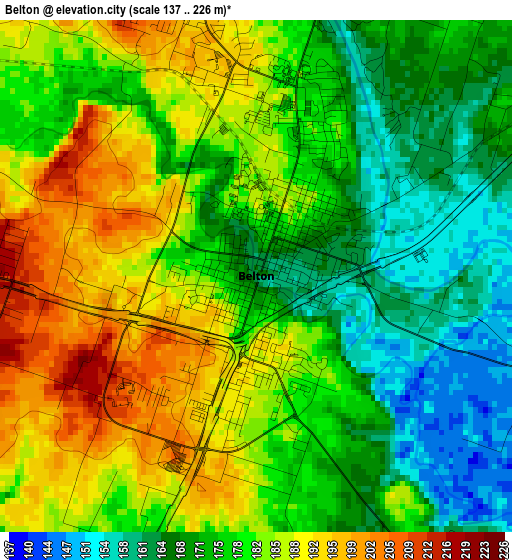 Belton elevation map