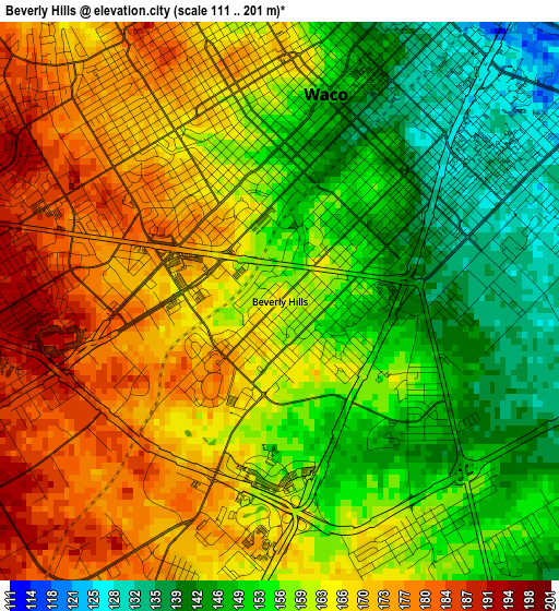 Beverly Hills elevation map