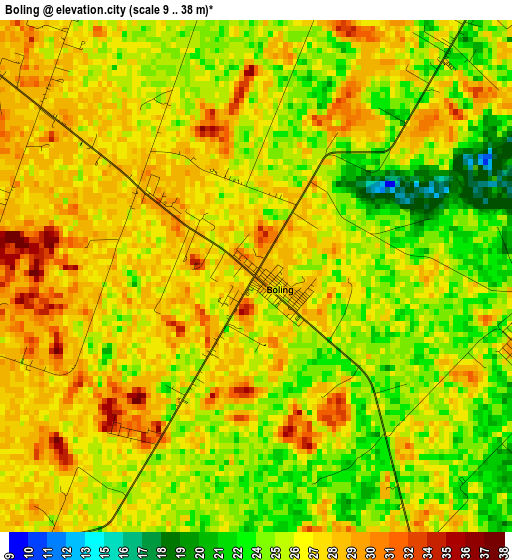 Boling elevation map