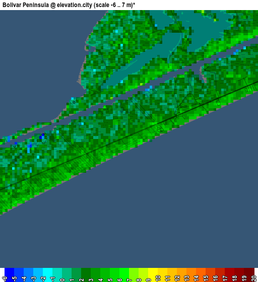 Bolivar Peninsula elevation map