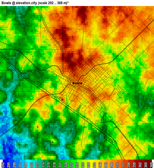 Bowie elevation map