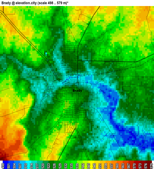 Brady elevation map