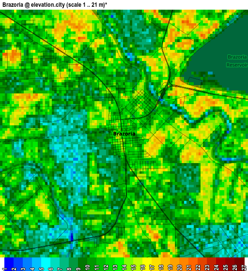 Brazoria elevation map