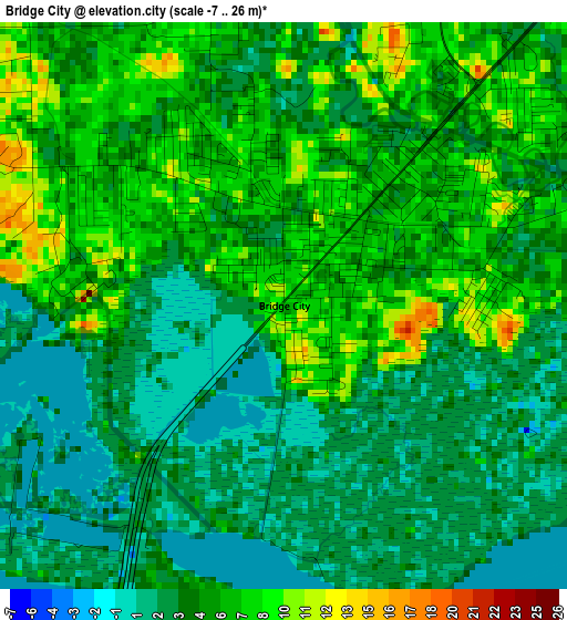 Bridge City elevation map