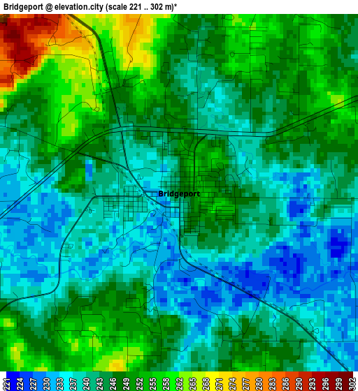 Bridgeport elevation map