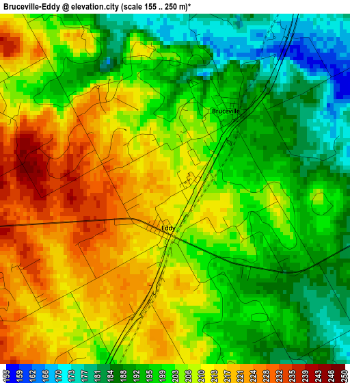 Bruceville-Eddy elevation map