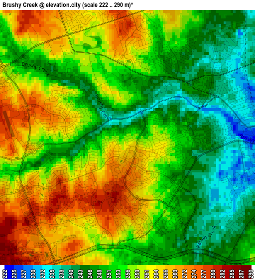 Brushy Creek elevation map