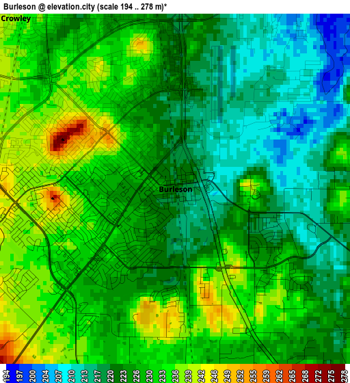 Burleson elevation map