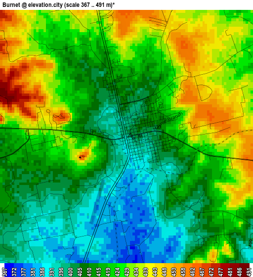 Burnet elevation map