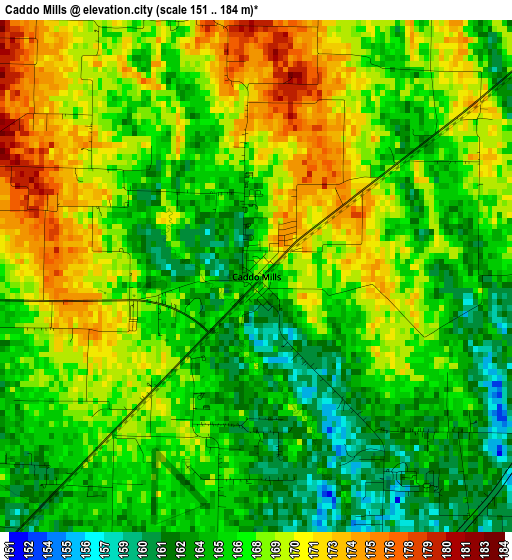 Caddo Mills elevation map