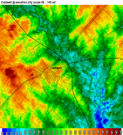 Caldwell elevation map