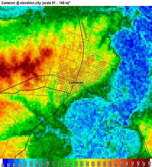 Cameron elevation map