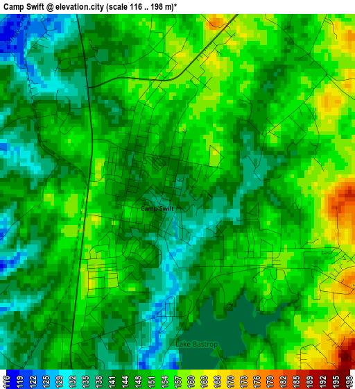 Camp Swift elevation map