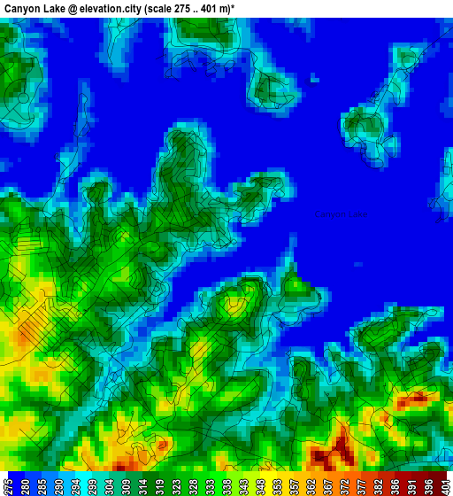 Canyon Lake elevation map