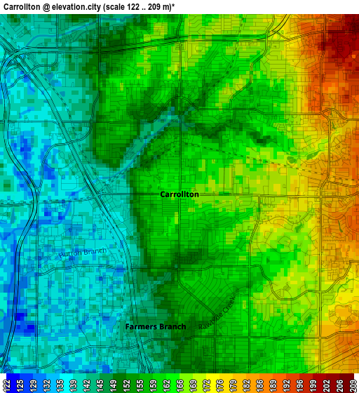 Carrollton elevation map