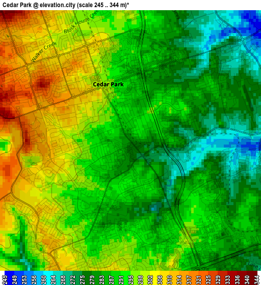 Cedar Park elevation map