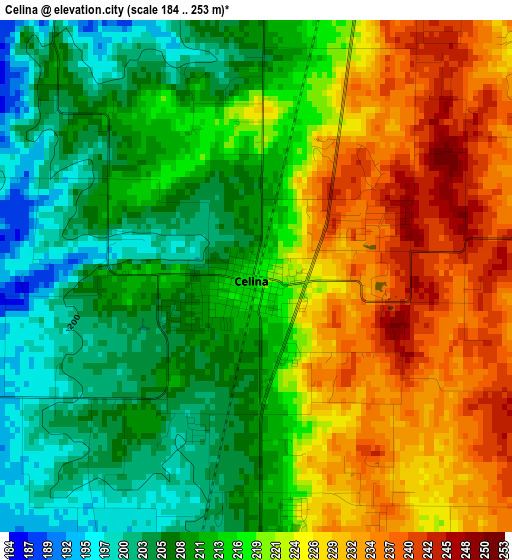 Celina elevation map