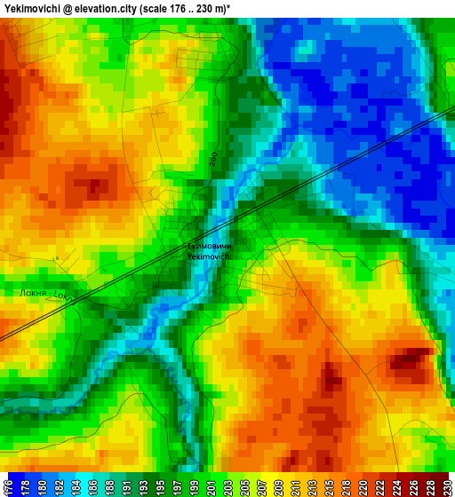 Yekimovichi elevation map