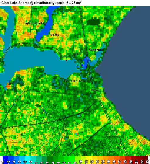 Clear Lake Shores elevation map