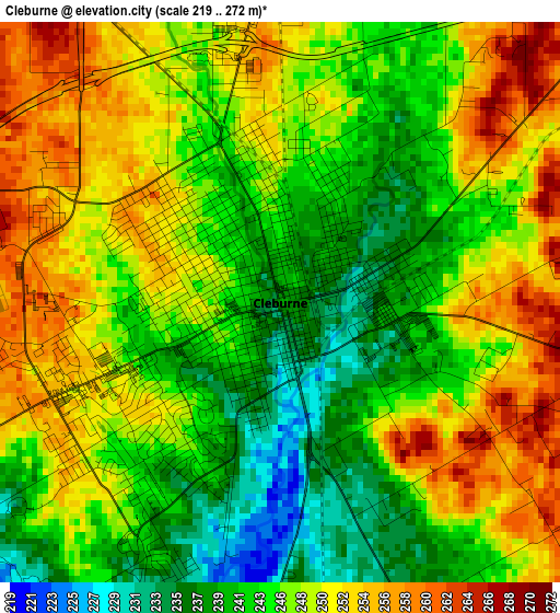 Cleburne elevation map