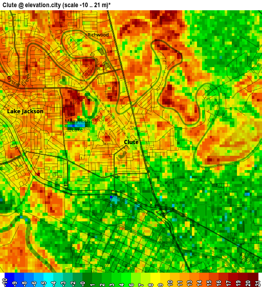 Clute elevation map