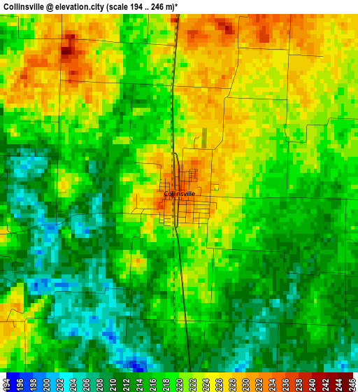 Collinsville elevation map