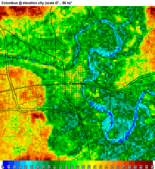 Columbus elevation map