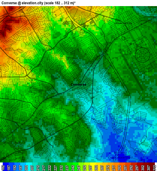 Converse elevation map